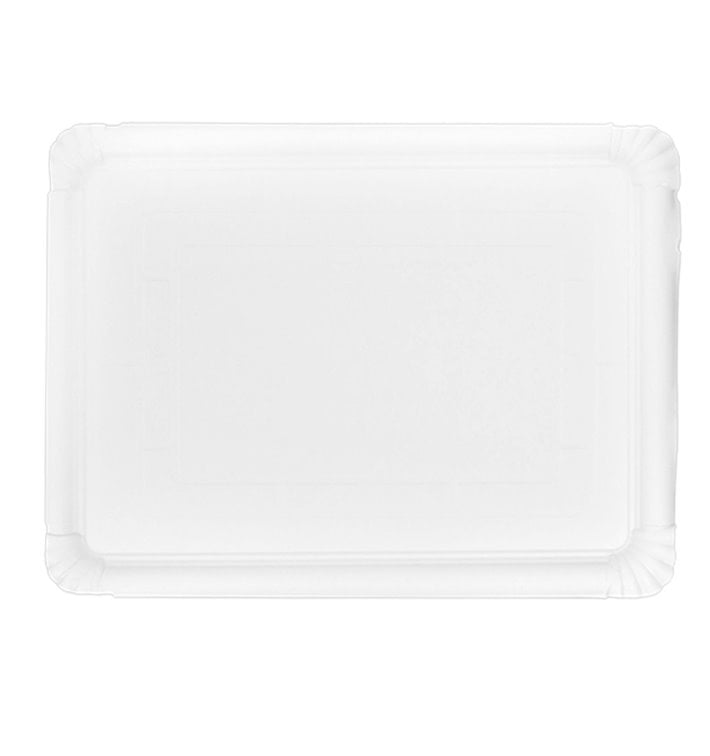 Vassoio di Cartone Rettangolare Bianco 34x42 cm (200 Pezzi) Vassoio di Cartone Rettangolare Bianco 34x42 cm (200 Pezzi)