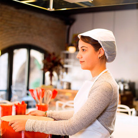 Cappello Cuoca Retina e Visiera Cotone Bianco (1 Pezzi)