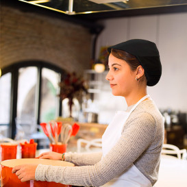 Cappello Cuoca Retina e Visiera Cotone Nero (1 Pezzi)
