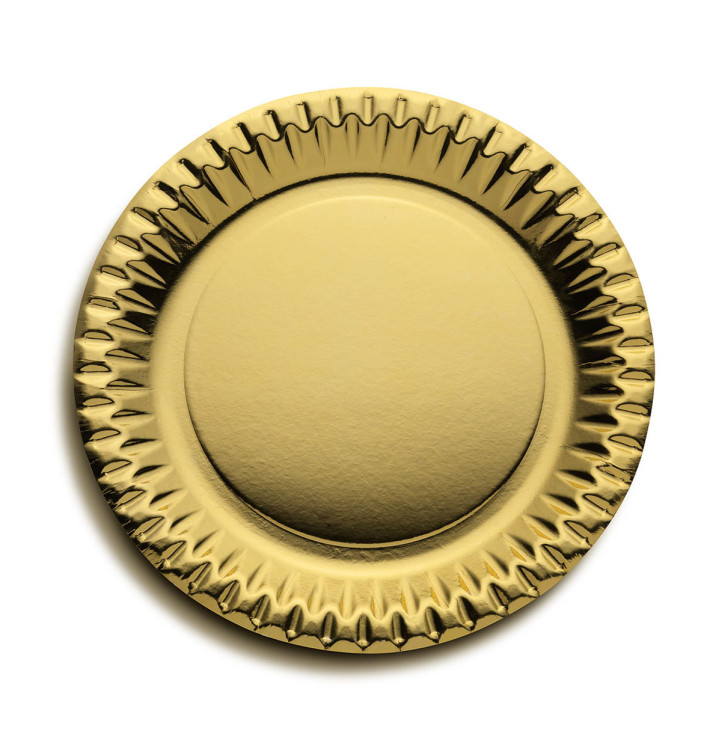 Piatto di Carta Tondo "Party" Oro Ø230mm (300 Pezzi) Piatto di Carta Tondo "Party" Oro Ø230mm (300 Pezzi)
