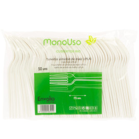 Forchetta in Amido di Mais CPLA Bianco 17,5 cm (50 Pezzi)