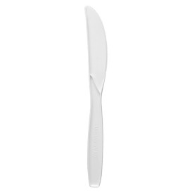 Coltello in Amido di Mais CPLA Bianco 18 cm (50 Pezzi)