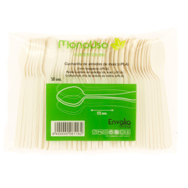 Cucchiaini in Amido di Mais CPLA Bianco 12,5 cm (50 Pezzi)