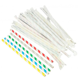 Cannuccia Flessible di Carta Insaccato Assortimento Ø6mm 23cm (6000 Pezzi)