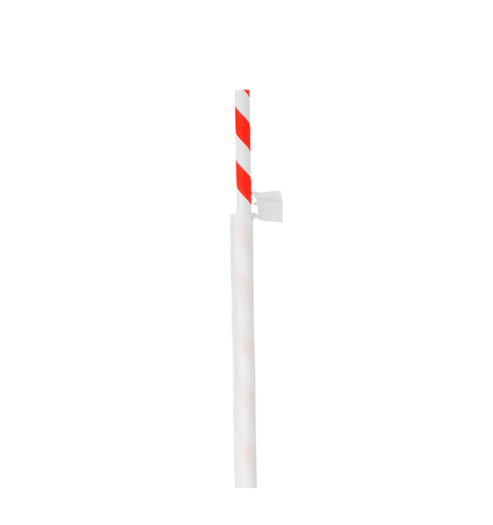 Cannuccia Dritta di Carta Strisce Insaccato Ø6mm 20cm (250 Pezzi) Cannuccia Dritta di Carta Strisce Insaccato Ø6mm 20cm (250 Pezzi)