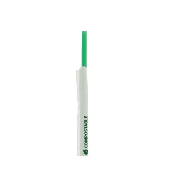 Cannuccia Flessible Insaccato PLA Verde Ø6mm 24cm (400 Pezzi) Cannuccia Flessible Insaccato PLA Verde Ø6mm 24cm (400 Pezzi)