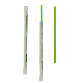Cannuccia Dritta Insaccato di PLA Verde Ø6mm 20cm (6500 Pezzi)