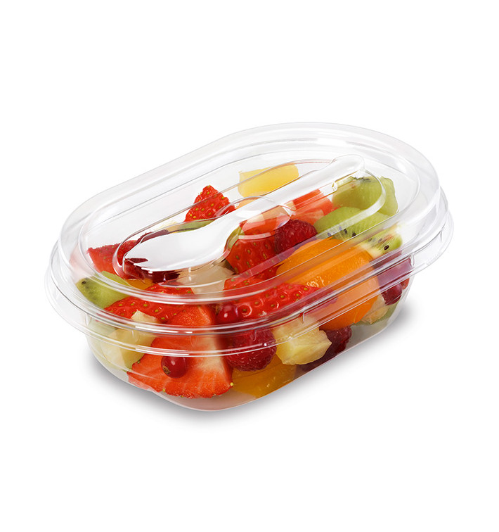 Insalateira APET con Forchetta 370ml 190x140x64mm (100 Pezzi) Insalateira APET con Forchetta 370ml 190x140x64mm (100 Pezzi)