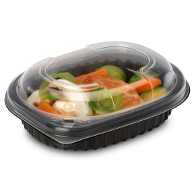 Contenitori Rettangolare PP Nero 250ml 142x111x31mm (80 Pezzi)