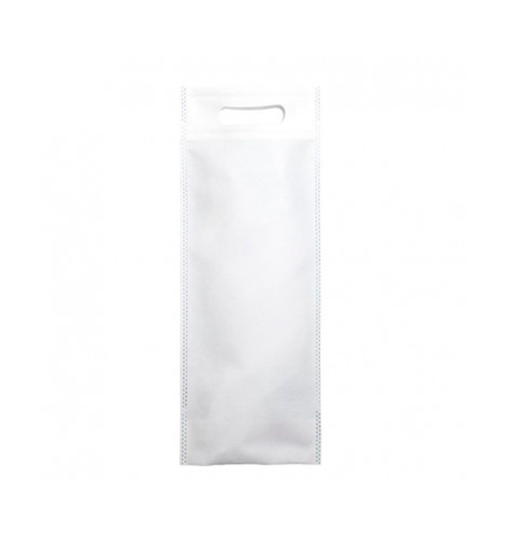 Sacchetto Non Tessuto per Bottiglia Bianco 17+10x40cm (25 Pezzi)