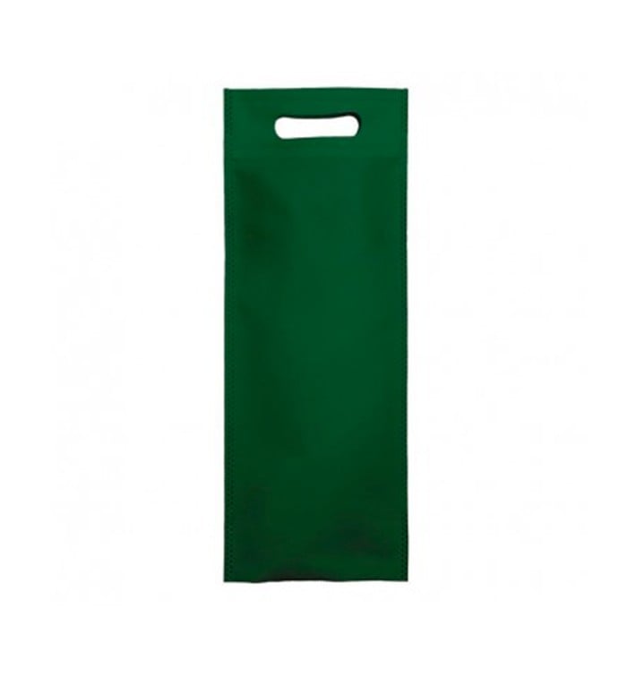 Sacchetto Non Tessuto per Bottiglia Verde 17+10x40cm (25 Pezzi)