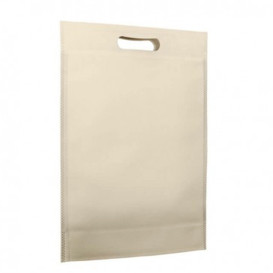 Sacchetto TNT Manico Fustellato Crema 30+10x40cm (25 Pezzi)