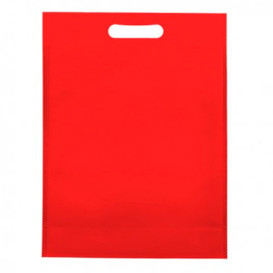 Sacchetto TNT Manico Fustellato Rosso 30+10x40cm (25 Pezzi)