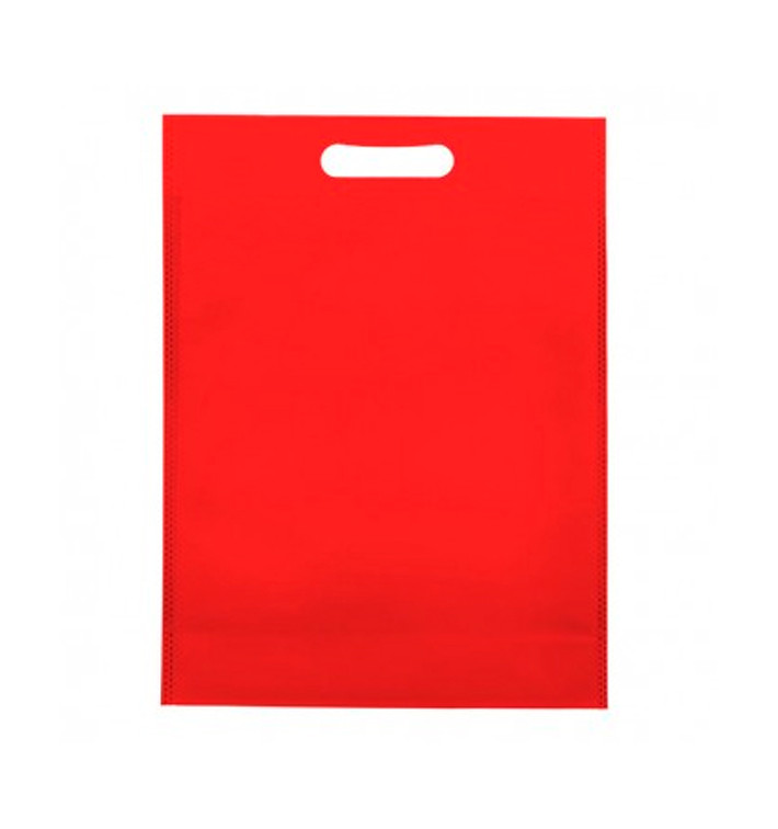 Sacchetto TNT Manico Fustellato Rosso 30+10x40cm (200 Pezzi) Sacchetto TNT Manico Fustellato Rosso 30+10x40cm (200 Pezzi)