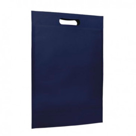 Sacchetto TNT Manico Fustellato Blu 30+10x40cm (25 Pezzi)
