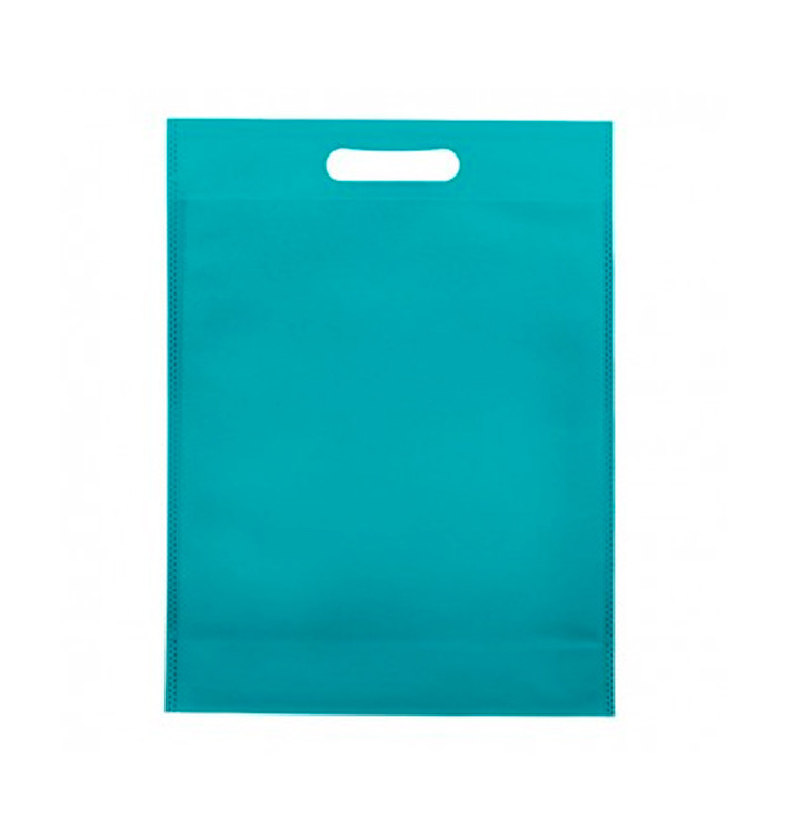 Sacchetto TNT Manico Fustellato Acquamarine 30+10x40cm (200 Pezzi)