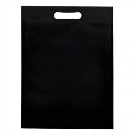 Sacchetto TNT Manico Fustellato Nero 30+10x40cm (25 Pezzi)