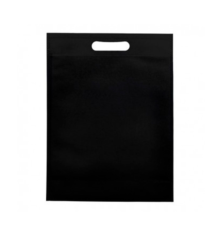 Sacchetto TNT Manico Fustellato Nero 30+10x40cm (200 Pezzi) Sacchetto TNT Manico Fustellato Nero 30+10x40cm (200 Pezzi)