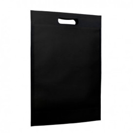 Sacchetto TNT Manico Fustellato Nero 30+10x40cm (200 Pezzi)