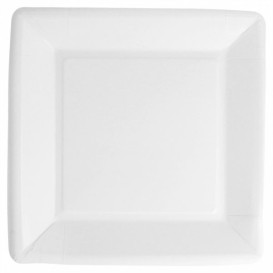 Piatto di Carta Biocoated Bianco Quadrato 23cm (20 Pezzi)