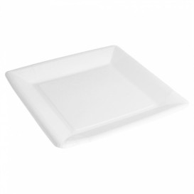 Piatto di Carta Biocoated Bianco Quadrato 23cm (20 Pezzi)