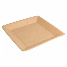 Piatto di Carta Biocoated Naturale Quadrato 18cm (20 Pezzi)