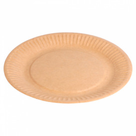 Piatto di Carta Biocoated Naturale Rilievo Ø18 cm (20 Pezzi)