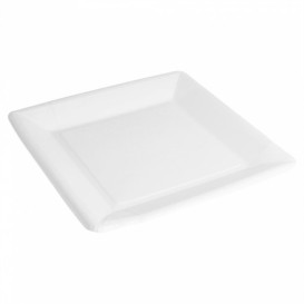 Piatto di Carta Biocoated Bianco Quadrato 18cm (20 Pezzi)