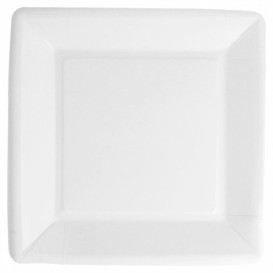 Piatto di Carta Biocoated Bianco Quadrato 18cm (20 Pezzi)