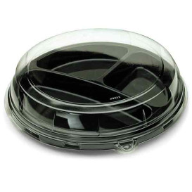 Piatto Plastica Tondo 3 Comparti Nero 26 cm (25 Pezzi)