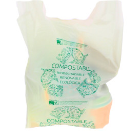Sacchetto di Plastica Canottiera 100% Biodegradabile 40x50cm (100 Pezzi)