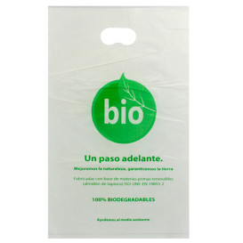 Sacchetti Plastica Manico Fustellato 100% Bio 20x33cm (100 Pezzi)