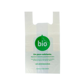 Sacchetto di Plastica Canottiera 100% Biodegradabile 35x45 cm (100 Pezzi)