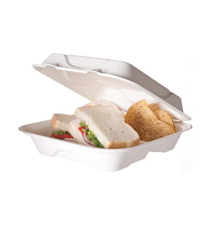 Contenitori Canna da Zucchero Bianco 3S 23x23x7,5cm (200 Pezzi) Contenitori Canna da Zucchero Bianco 3S 23x23x7,5cm (200 Pezzi)