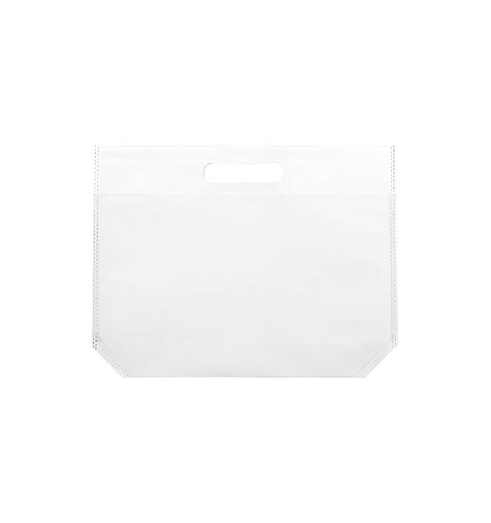 Sacchetto TNT Manico Fustellato Bianco 34+8x26cm (25 Pezzi) Sacchetto TNT Manico Fustellato Bianco 34+8x26cm (25 Pezzi)