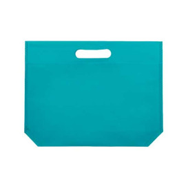 Sacchetto TNT Manico Fustellato Acquamarine 34+8x26cm (25 Pezzi)