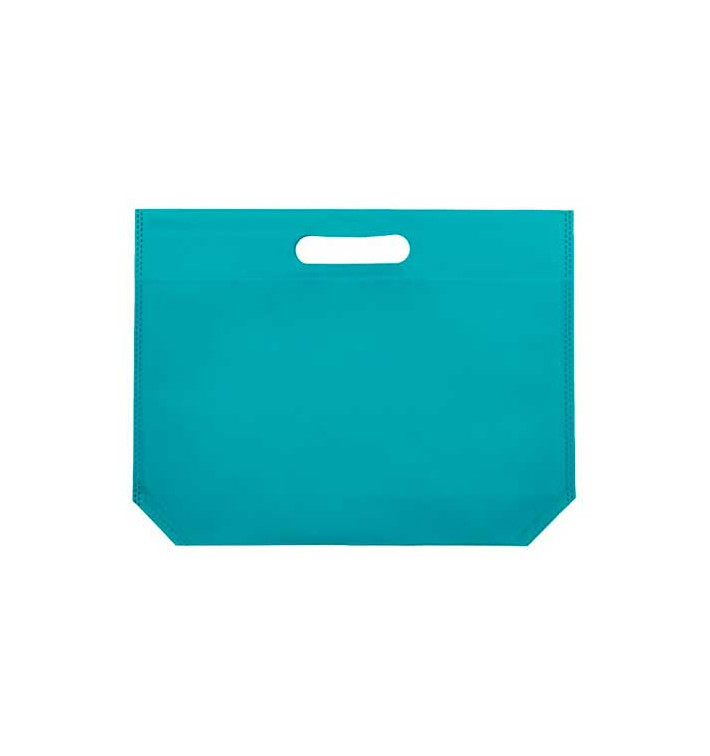 Sacchetto TNT Manico Fustellato Acquamarine 34+8x26cm (200 Pezzi) Sacchetto TNT Manico Fustellato Acquamarine 34+8x26cm (200 Pezzi)