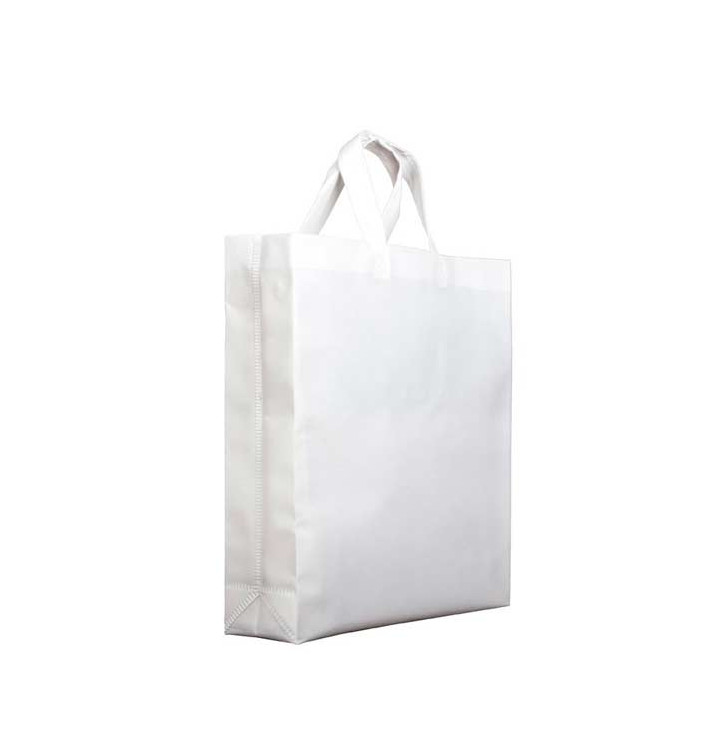 Sacchetto PREMIUM Non Tessuto Manico Corto Bianco 25+10x30cm (200 Pezzi) Sacchetto PREMIUM Non Tessuto Manico Corto Bianco 25+10x30cm (200 Pezzi)