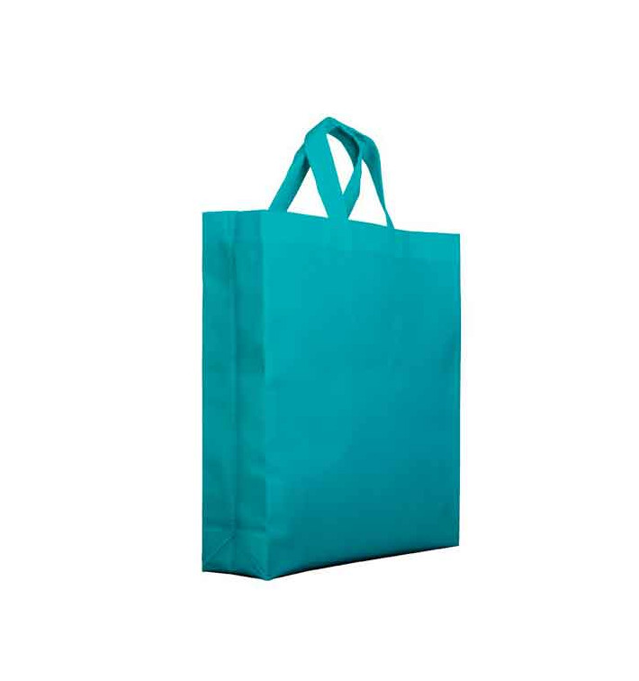 Sacchetto PREMIUM Non Tessuto Manico Corto Acquamarine 25+10x30cm (200 Pezzi) Sacchetto PREMIUM Non Tessuto Manico Corto Acquamarine 25+10x30cm (200 Pezzi)