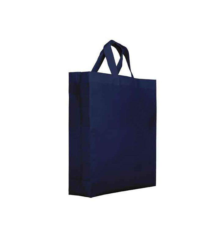 Sacchetto PREMIUM Non Tessuto Manico Corto Blu 25+10x30cm (25 Pezzi)