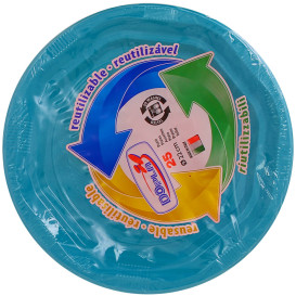 Piatto Fondi Plastica Tondo Rigida Ottogonale Azzurro Ø220 mm (25 Pezzi)