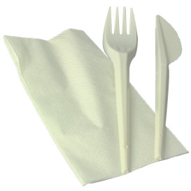 Set Posate Forchetta, Coltello e Tovagliolo Amido Mais PLA (100 Pezzi)