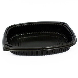 Contenitori Rettangolare Plastico PP Nero 1250ml 255x189x45mm (320 Pezzi)