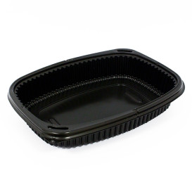 Contenitori Rettangolare Plastico PP Nero 1250ml 255x189x45mm (320 Pezzi)