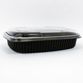 Contenitori Rettangolare Plastico PP Nero 1250ml 255x189x45mm (320 Pezzi)