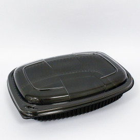 Contenitori Rettangolare Plastico PP Nero 1250ml 255x189x45mm (320 Pezzi)