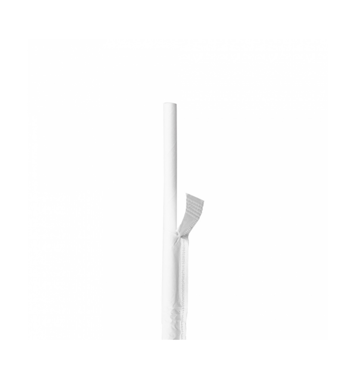 Cannuccia Dritta Carta Bianco Imbustato Bianco Ø8mm 20cm (300 Pezzi) Cannuccia Dritta Carta Bianco Imbustato Bianco Ø8mm 20cm (300 Pezzi)