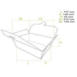 Contenitore di Cibo Kraft Grande 19,7x14x6,5cm 1800ml (25 Pezzi)