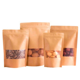 Sacchetto DoyPack di Carta con chiusura e finestra 16+8x26cm (50 Pezzi)