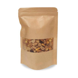 Sacchetto DoyPack di Carta con chiusura e finestra 20+10x30cm (50 Pezzi)